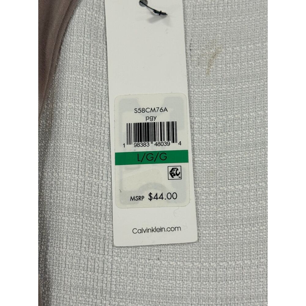 Calvin Klein Womens Sleeveless Blouse Size Large Taupe Pleated Neck NWT - Picture 2 of 8